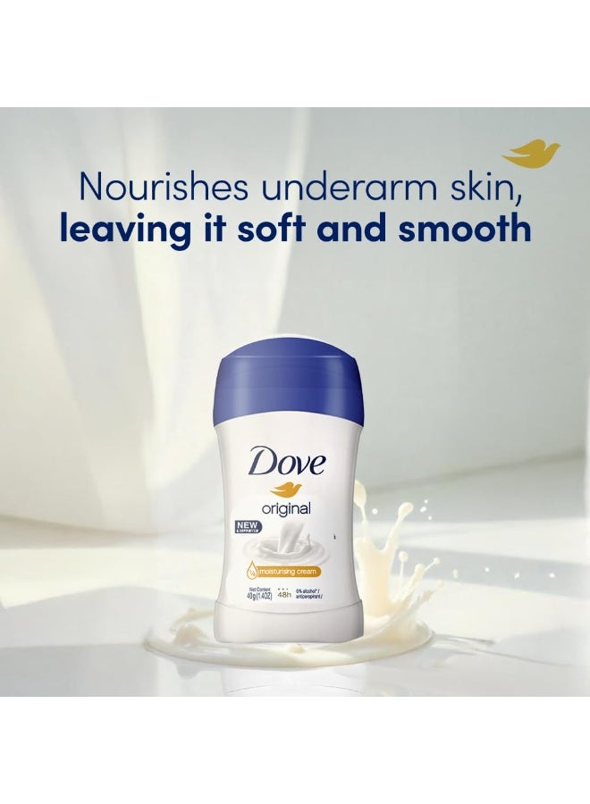 دوف مزيل عرق دوف الأصلي للنساء بتركيبة ستيك مضادة للتعرق | حماية من الروائح لمدة 48 ساعة | ربع كريم مرطب لمنطقة الإبط الناعمة | 40 غرام - Image 3